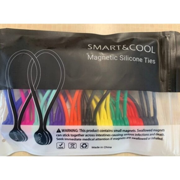 Reusable Silicone Magnetic Cable Ties for Bundling and Organizing, (20-Pack) - Picture 1 of 3